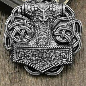 Viking Renaissance Belt Buckle Silver Celtic Vintage Look
